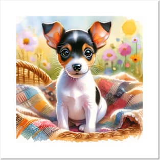 Watercolor Toy Fox Terrier Puppies - Cute Puppy Posters and Art